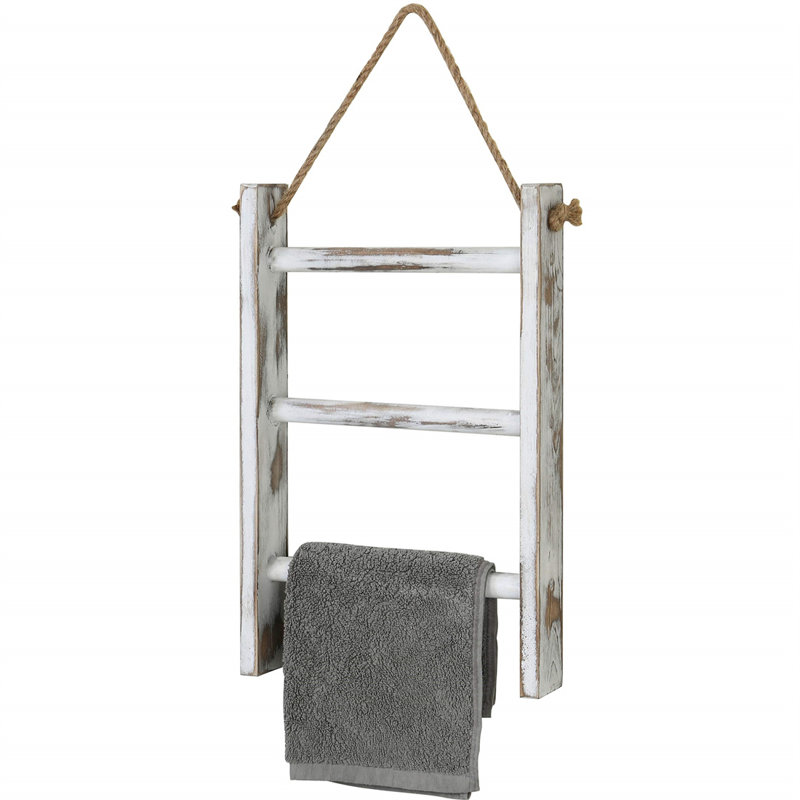 26.7cm Wood 3 - Bar Hanging Hand Towel Bar, Whitewashed