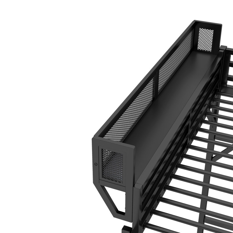 Lit mezzanine en métal peu encombrant avec rangement, conception moderne pour la maison