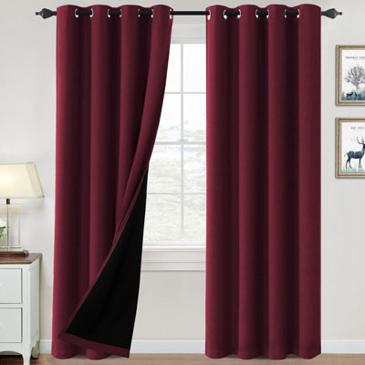 100% Blackout Curtains For Bedroom Thermal Insulated Blackout Curtains 84 Inch Length Heat And Full Light Blocking Curtains For Living Room With Black Liner 2 Panels Set