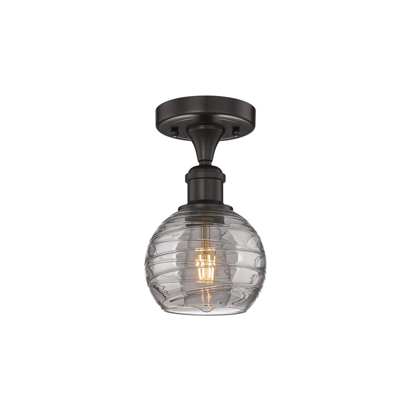 Plafonnier semi-encastré 1 lumière, Bronze huilé, H 8,25 po x l 13,75 po x P 13,75 po