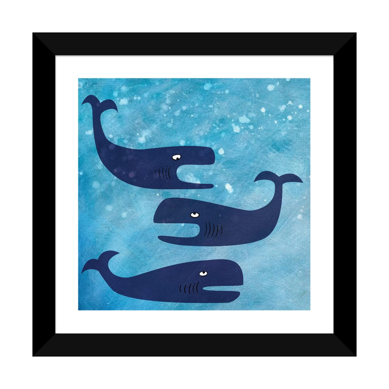 « Baleines » par Nic squirrell-impression, Papier encadré noir, H 24 po x l 24 po x p 1 po, Blanc