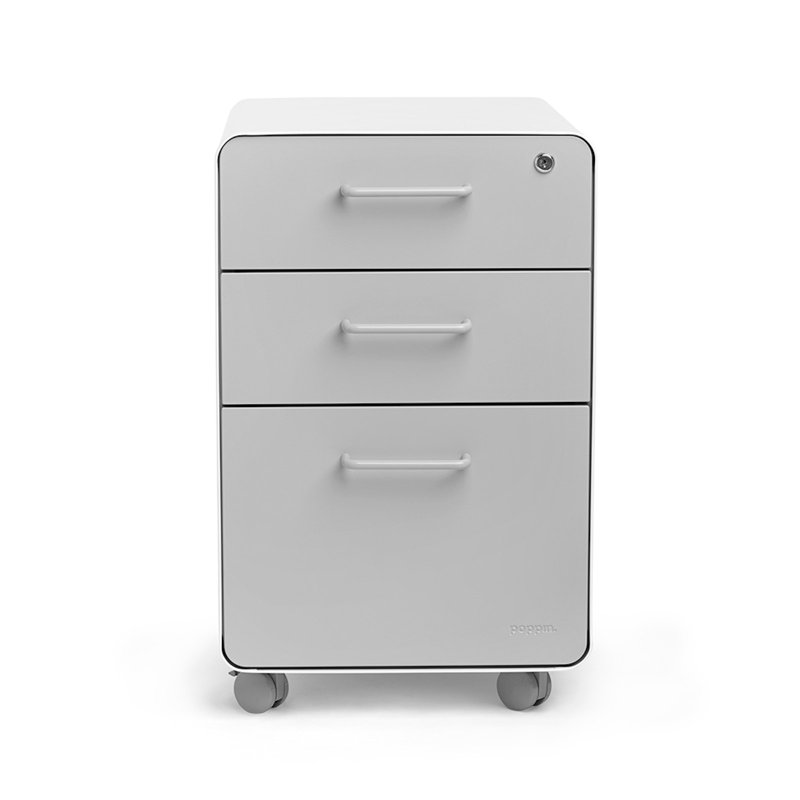  Stow 3-Drawer File Cabinet, With Caster, Light Grey / White, With Caster