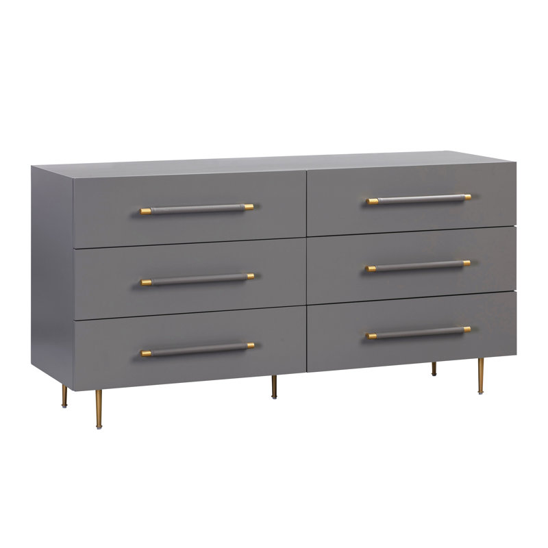 Commode Billiot Trident à 6 tiroirs, Gris