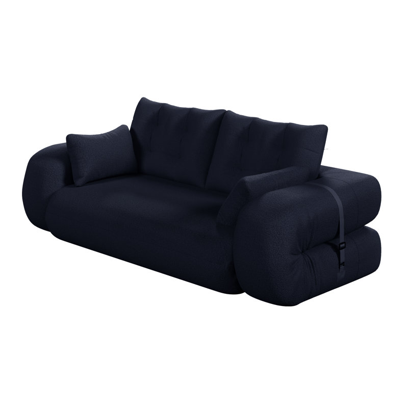 Canapé-lit pliable 78,7 po 3-en-1, rembourré de mousse en tissu Teddy, convertible en méridienne ou en lit, Ourson bleu