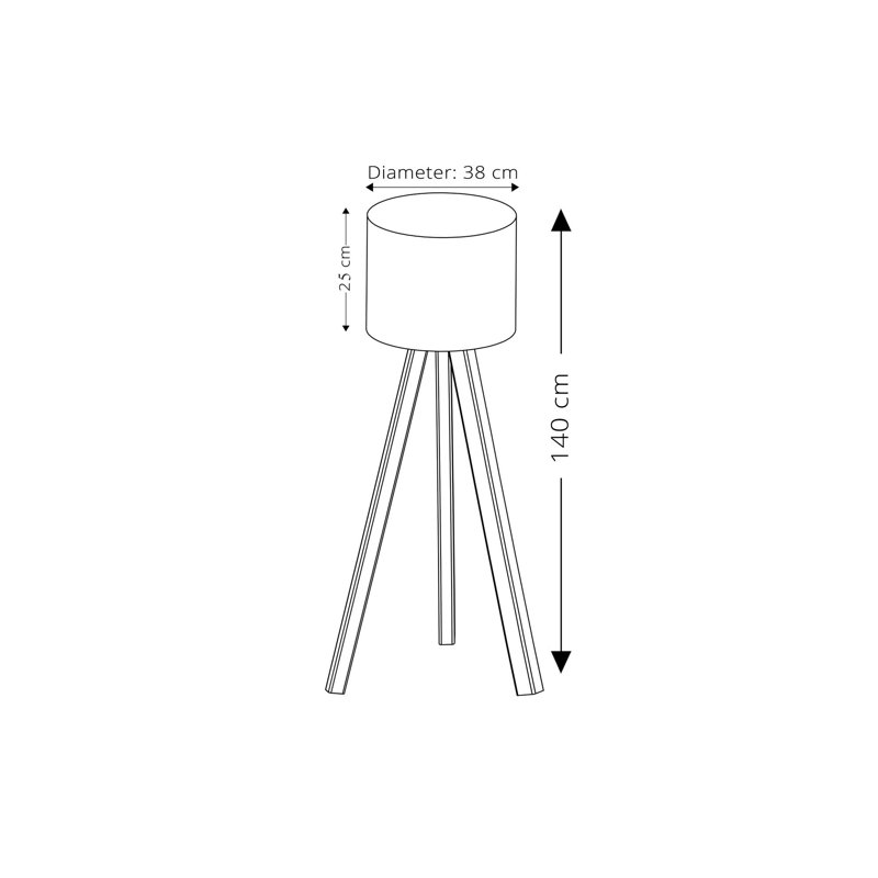 Modern Floor Lamp with Red and Cream Fabric Shade, 38 cm Cap Diameter, 47.2 in Height, 6.9 in Shade Height | 70% MDF / 30% PVC Fabric | E27 Socket, Max 40W | Stylish Lighting for Home & Office Decor