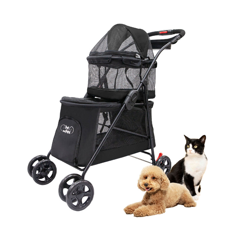 Pet and Pets Double Decker Pet Stroller, Black