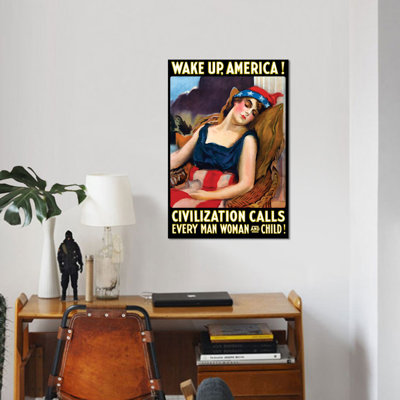«Vintage War of Lady Liberty Sleeping in a Chair», affiche vintage sur toile