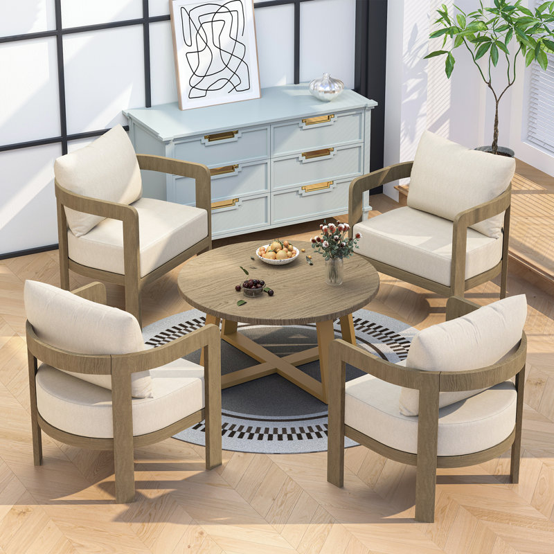 5 Pieces Modern Metal Patio Conversation Set with 6" Thick Cushions, White