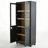 74.5''H Mid-Century Modern Ash Wood Grain Display Cabinet, Heise With Glass Doors & Adjustable Shelves For Hallways, Living Rooms, Kitchens & Offices