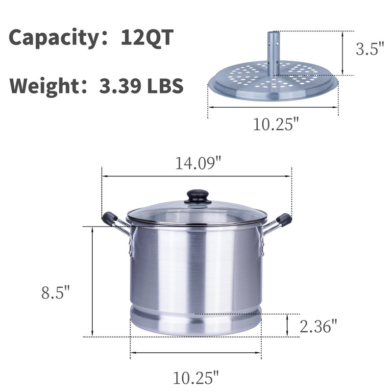 Marmite en aluminium avec couvercle Arc, 12 pte