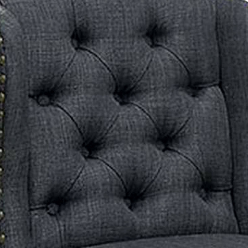 Chaise à hauteur de comptoir 24 pouces, ensemble de 2, à oreilles, capitonnée, gris lisse