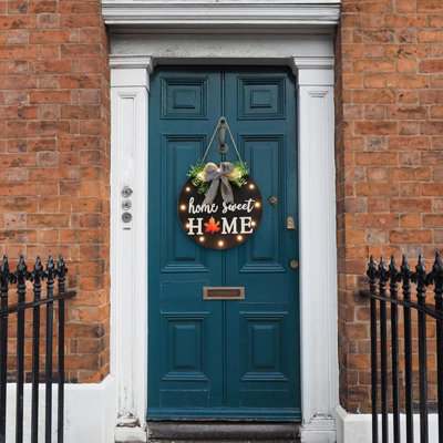 Welcome Home Wooden Front Door Sign Rustic Round Wreath Wall Hanger Porch Decor Spring And Summer Farmhouse Decoration Housewarming Gift 11 Inches