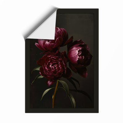 Burgundy Peonies Botanical - Framed Print