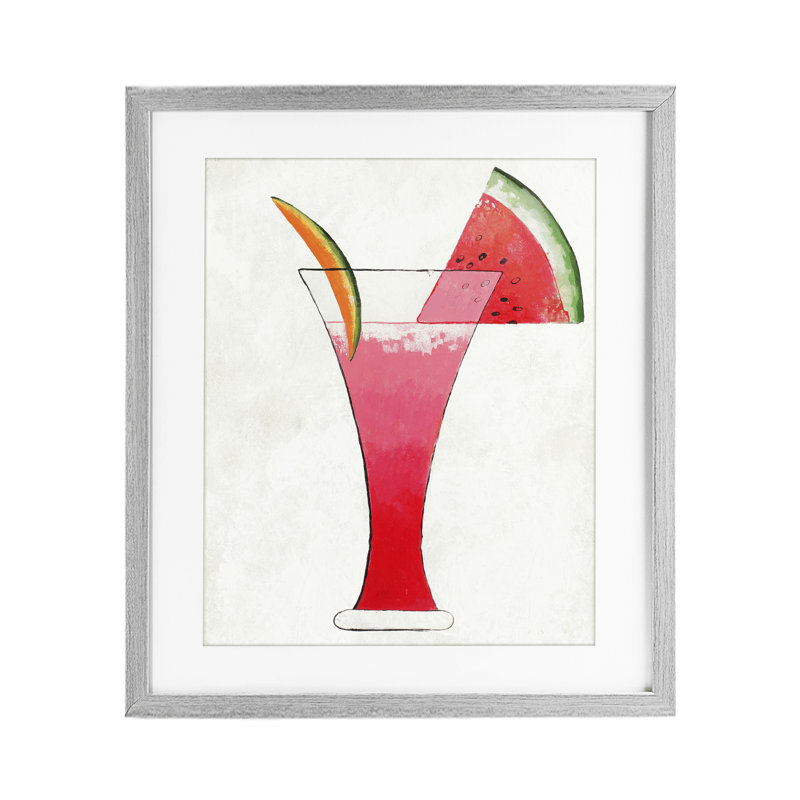 «Summer Cocktail Watermelon Slice», reproduction encadrée sous verre, conception par Lorenzo Collective, H 16 po x l 13 po
