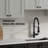 Single-Handle Pull-Down Sprayer Coil Spring High-Arc Kitchen Faucet With Deckplate Sink Faucet In Matte Black-116830684