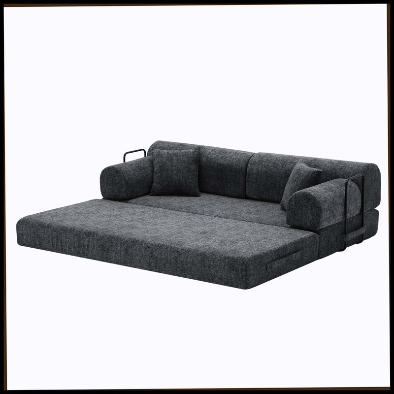 Canapé-lit convertible, canapé-lit pliant en tissu mélangé à deux tons avec structure de forme fixe, canapé-lit de salon pour la chambre du salon (noir moucheté)