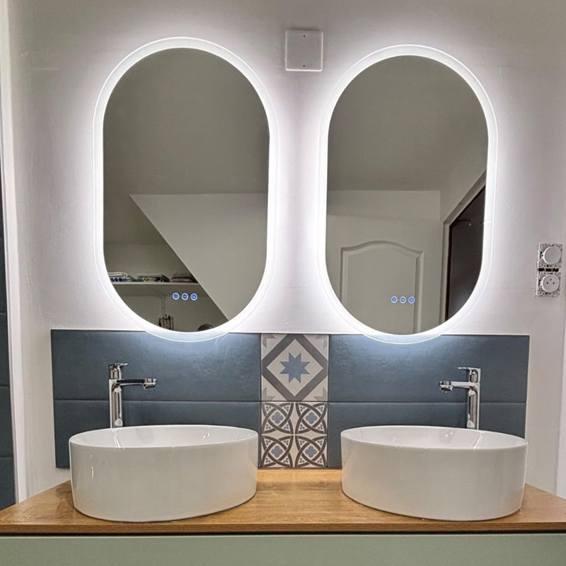 Oval LED Wall Mirror, 80cm H x 50cm W