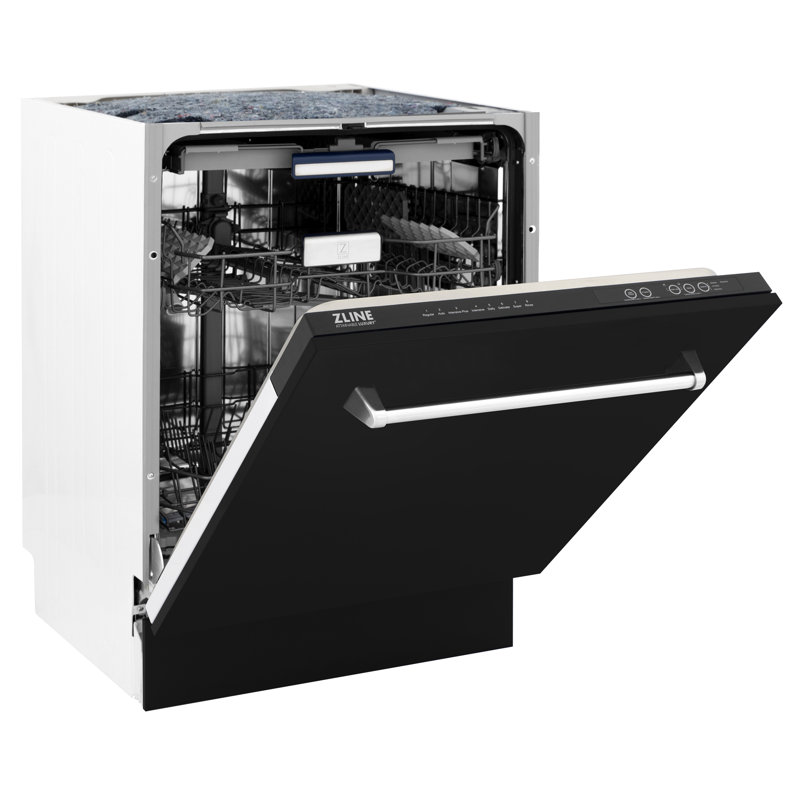 ZLINE 24" Tallac Series 3rd Rack Tall Tub Dishwasher with Stainless Steel Tub, 51dBa, Black Matte