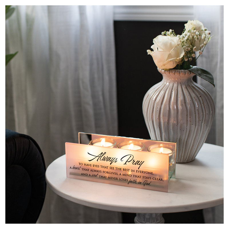 2.5'' H Glass Tabletop Tealight Holder with Candle Included
