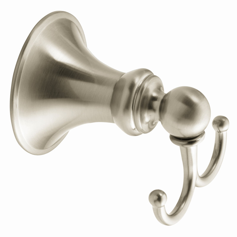 Glenshire Wall Mounted Double Robe Hook, Brushed Nickel