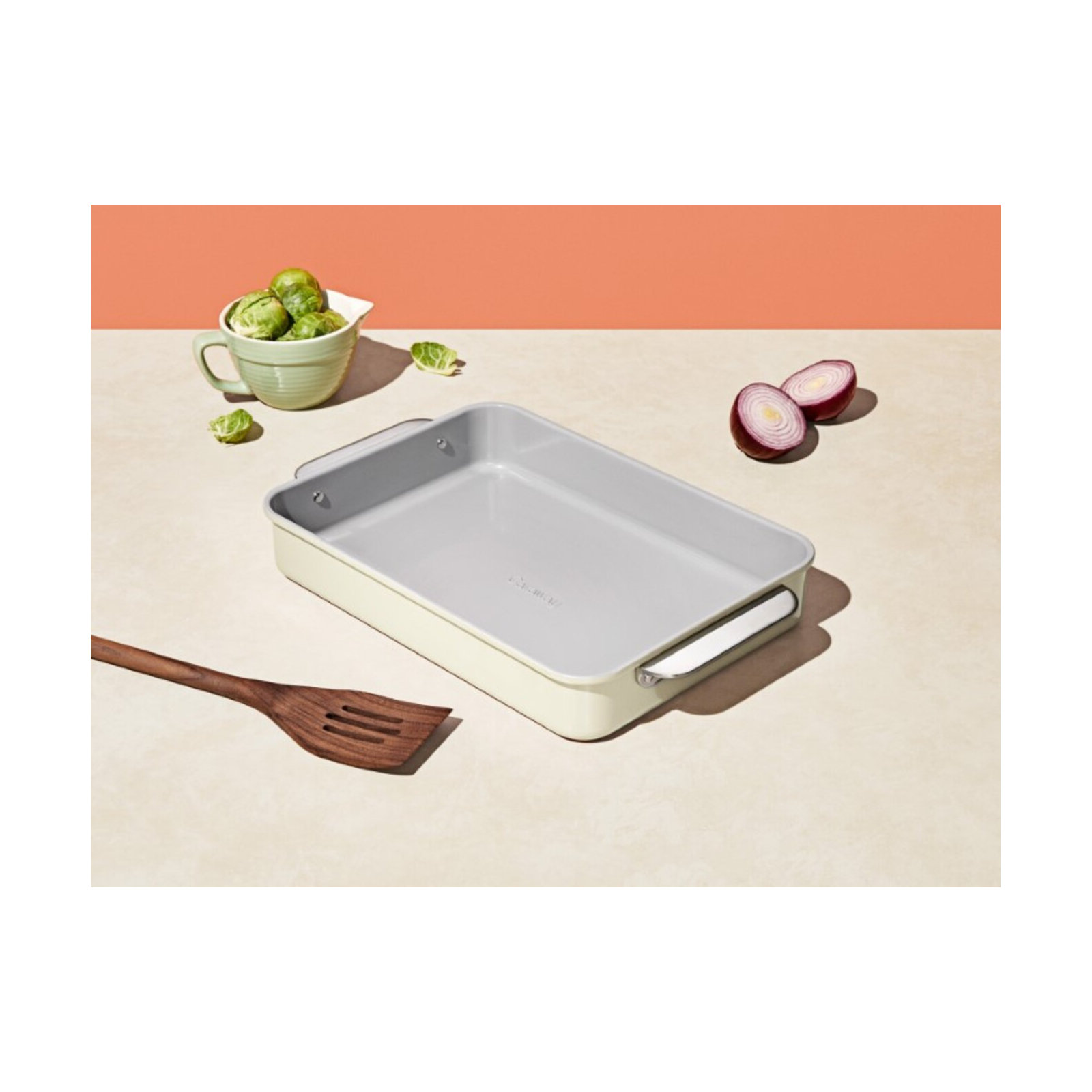 Caraway Nonstick Ceramic Rectangle Pan W/ Handles, Cream