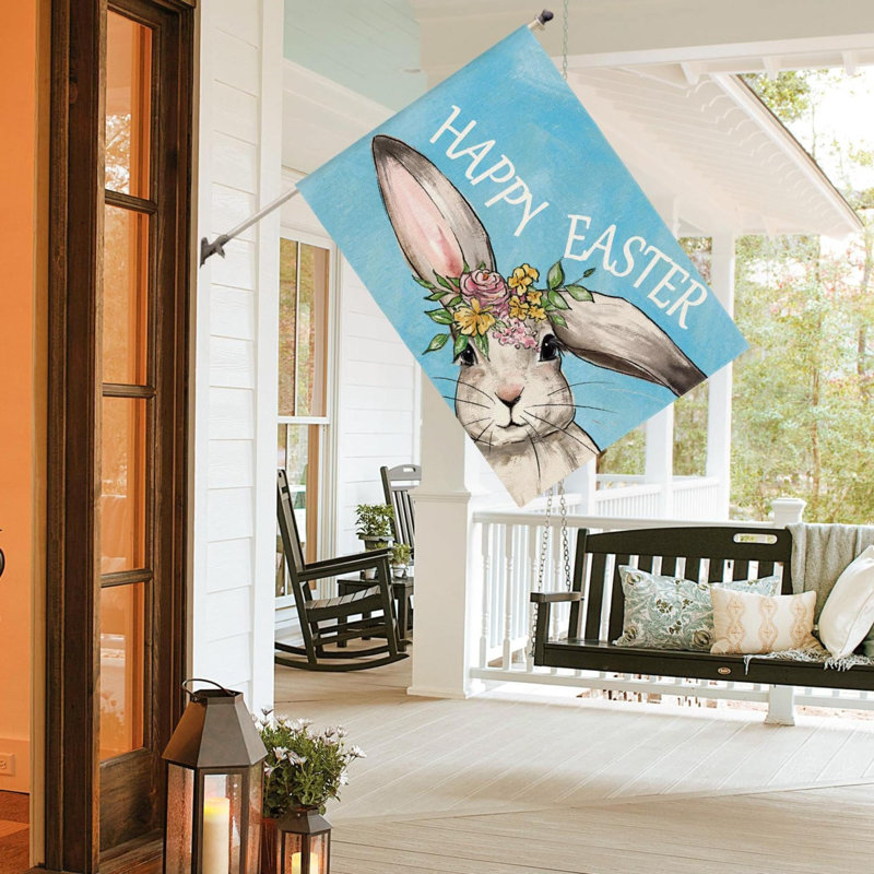 Décoration de jardin pour lapin Joyeuses Pâques, Bleu