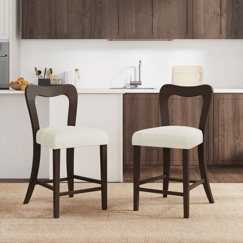 Tabouret de comptoir en bois massif, tabourets de bar, Beige, Marron foncé