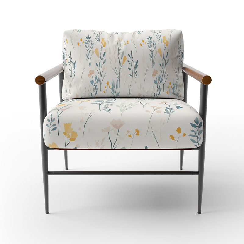 Chaise d'appoint Floral, Bras ronds bruns