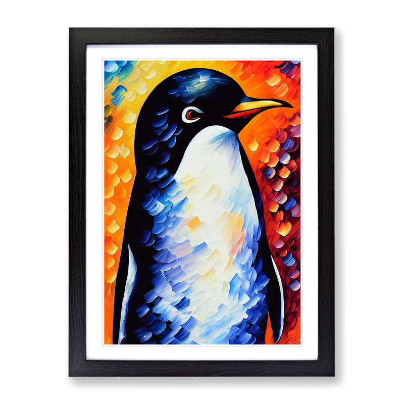 Penguin Portrait No.1 - Wall Art, Black Picture Frame, White, 46cm H x 34cm W