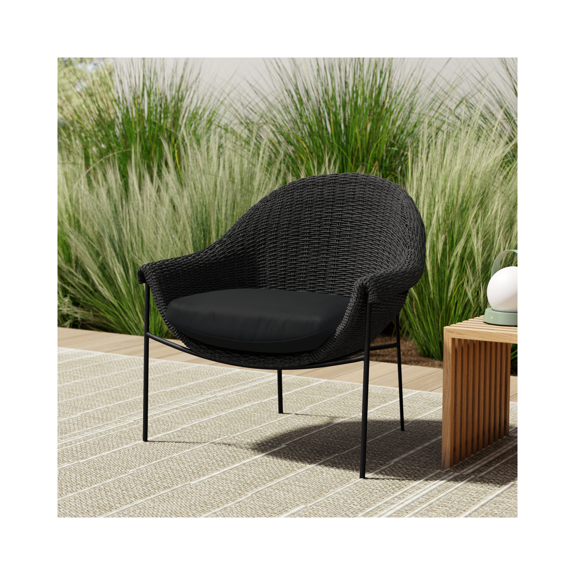 Melina Outdoor Chair-Faux Black Hyacinth, Arashi Ink