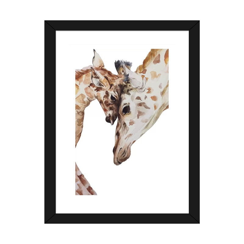 Girafe, H 24 po x l 16 po x P 1 po, Papier encadré noir
