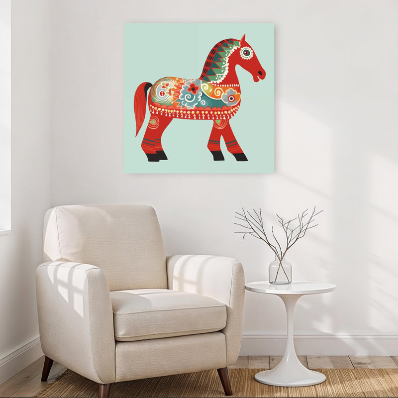 Swedish Dala Horse Traditional Horse Wall Art Print 1 Piece Wrapped Canvas Wall Art, 81.28cm H x 81.28cm W