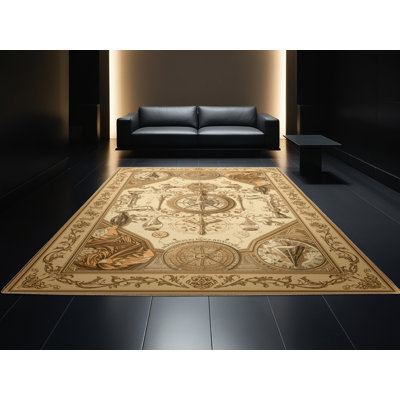 Tapis oriental moelleux doux et moelleux de style oriental Somerset - reliure beige
