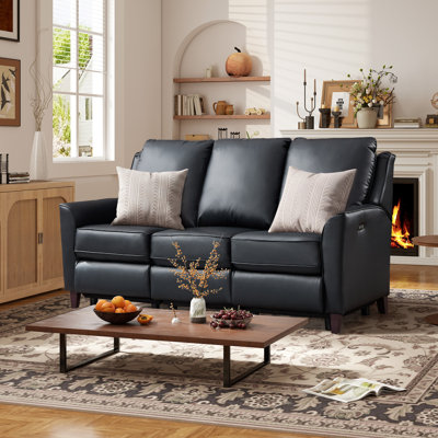 74.4" Wide Classic and Super Soft Faux Leather 3-Seater Power Reclining Sofa