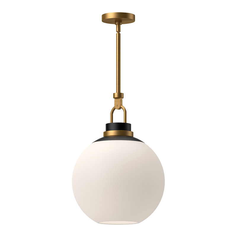 Luminaire suspendu simple Copperfield, Doré vieilli, Opale