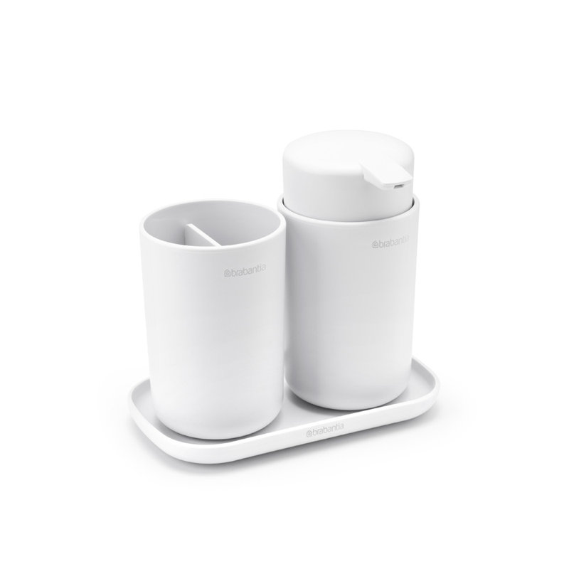 Ensemble d'accessoires de comptoir de salle de bain - Distributeur de savon et plateau de rangement pour salle de bain Brabantia Renew