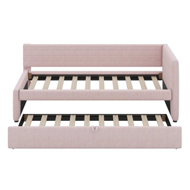 Lit de jour simple rembourré avec couchette, Rose