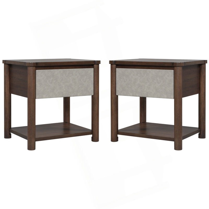 Table de chevet en bois, tables de chevet modernes avec tiroir, table de chevet de ferme pour salon de chambre à coucher, ensemble de 2