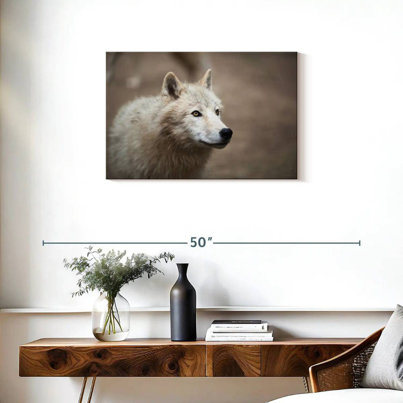 Arctic White Wolf, 20" H x 30" W