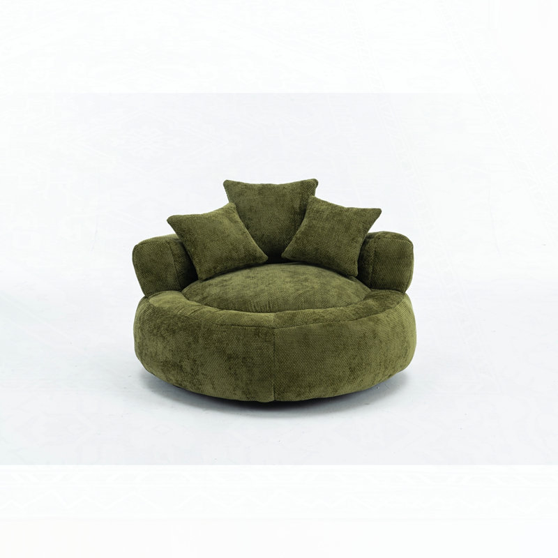 Chenille Cover Memory Foam Bean Bag Sofa Chairs, Olive Green Chenille