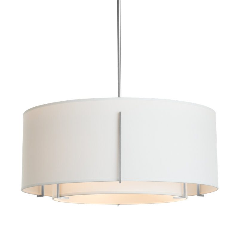 Exos 3 - Light Unique/Statement Drum Chandelier, Natural Anna, 9.7" H x 23" W x 23" D, Sterling