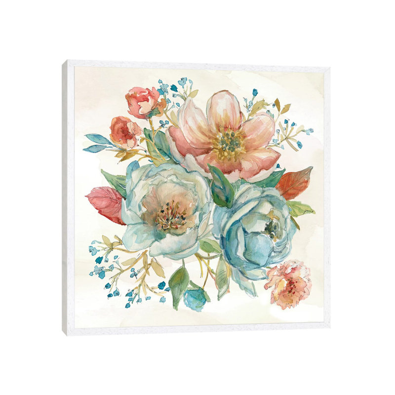Rose Garden II by Carol Robinson - Painting on Canvas, 93.98 cm H x 93.98 cm W, White Framed