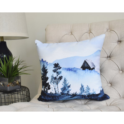Winter Resort Over the Hills Holiday Square Pillow Cover & Insert