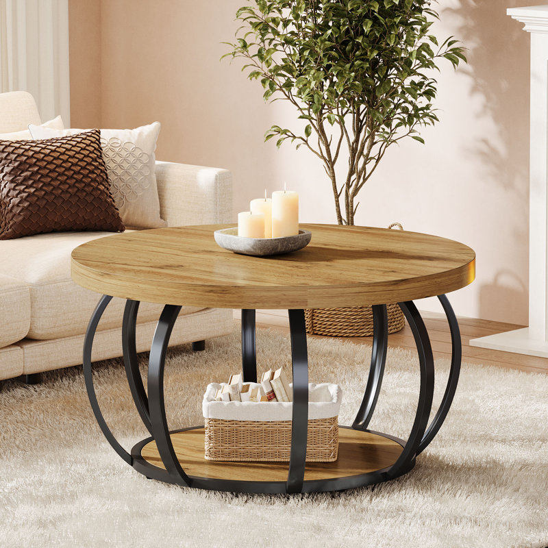 31.5in Round Coffee Table with Storage