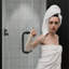 Porte de douche sans cadre l 28 po x H 72 po - verre trempé de 3/8 po (10 mm), balançoire simple articulée, installation réversible, finition noir mat