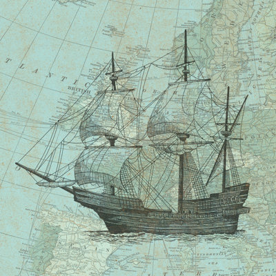 Sailboat Map - Wrapped Canvas Print