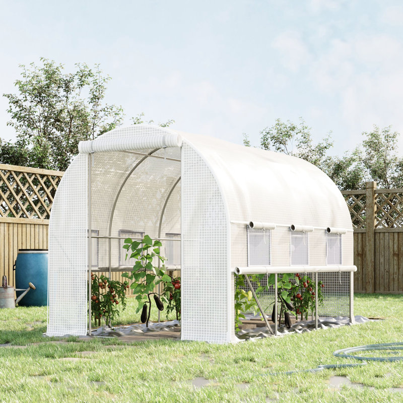 Large Outdoor Walk-In Greenhouse 10' X 7' 7', With Resilient Pe Cover, Zipper Doors And Ventilated Mesh Openings Greenhouse, Ventilation Panels