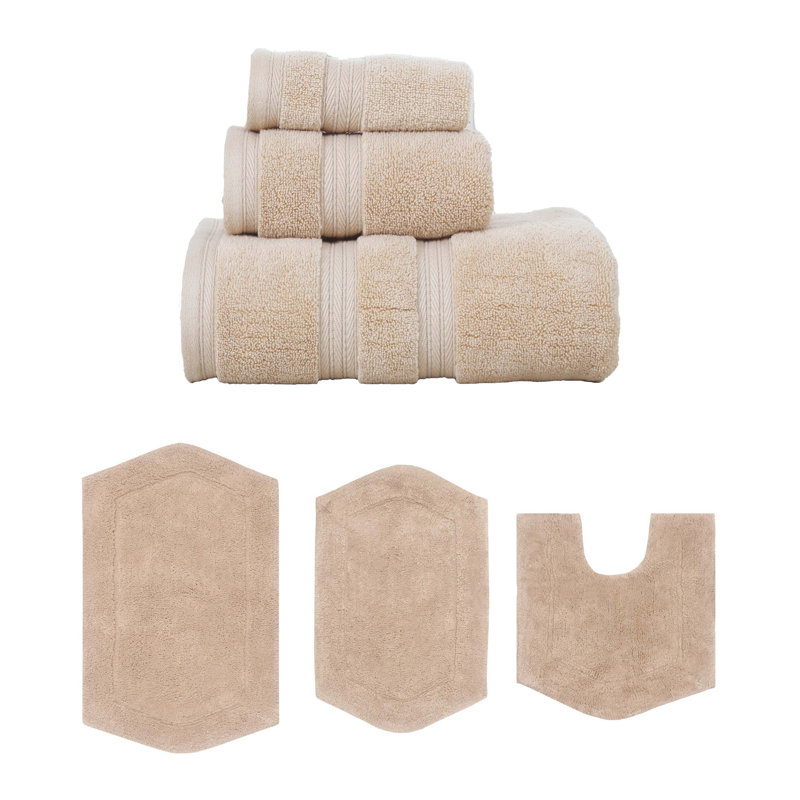 Ensemble de serviettes 3 pièces et tapis de bain 3 pièces Bryd Collection (ensemble de 6), Lin