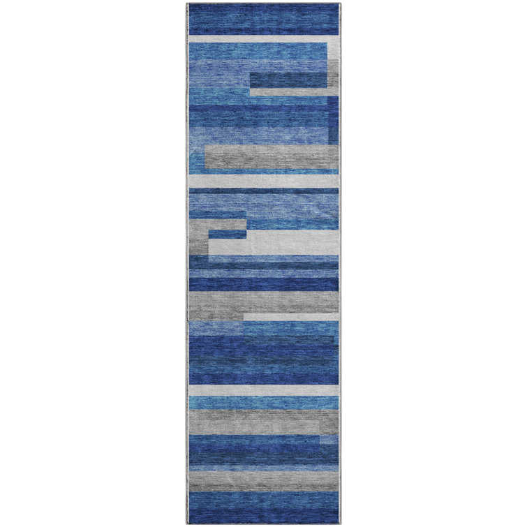 Premium Machine Washable Prisco Blue Rug