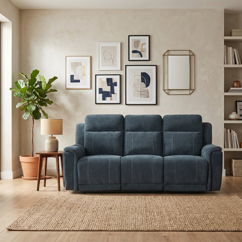 Sumana 3 Seater Reclining Sofa, Navy
